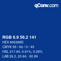 カラーコード: RGB 6.9 56.2 141 | qconv.com