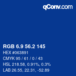 カラーコード: RGB 6.9 56.2 145 | qconv.com