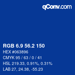 カラーコード: RGB 6.9 56.2 150 | qconv.com