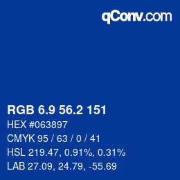 Color code: RGB 6.9 56.2 151 | qconv.com