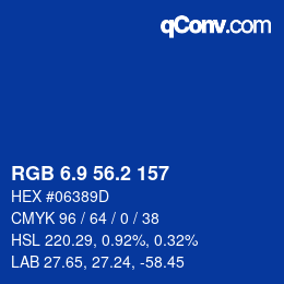 Color code: RGB 6.9 56.2 157 | qconv.com