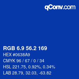 カラーコード: RGB 6.9 56.2 169 | qconv.com