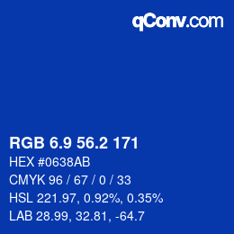 カラーコード: RGB 6.9 56.2 171 | qconv.com