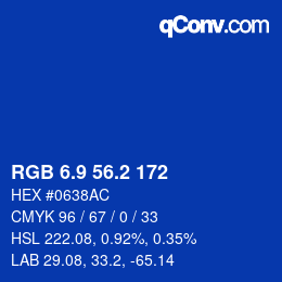 カラーコード: RGB 6.9 56.2 172 | qconv.com