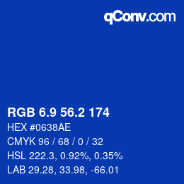 カラーコード: RGB 6.9 56.2 174 | qconv.com