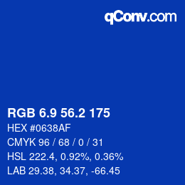 カラーコード: RGB 6.9 56.2 175 | qconv.com