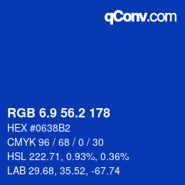 カラーコード: RGB 6.9 56.2 178 | qconv.com
