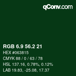 Color code: RGB 6.9 56.2 21 | qconv.com