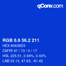 カラーコード: RGB 6.9 56.2 211 | qconv.com