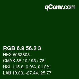 カラーコード: RGB 6.9 56.2 3 | qconv.com