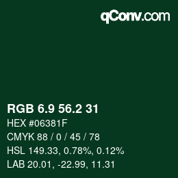 Color code: RGB 6.9 56.2 31 | qconv.com