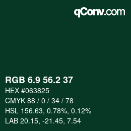 カラーコード: RGB 6.9 56.2 37 | qconv.com
