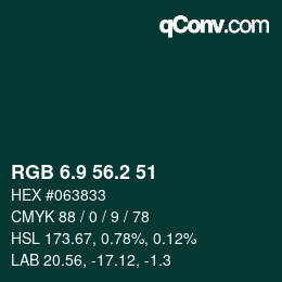 Color code: RGB 6.9 56.2 51 | qconv.com