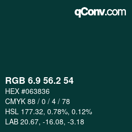 Color code: RGB 6.9 56.2 54 | qconv.com