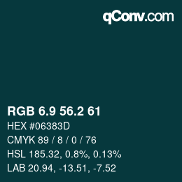 Color code: RGB 6.9 56.2 61 | qconv.com