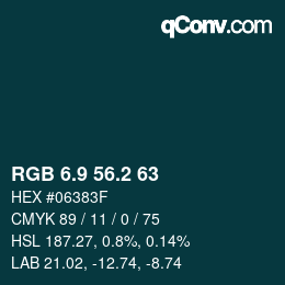 Color code: RGB 6.9 56.2 63 | qconv.com