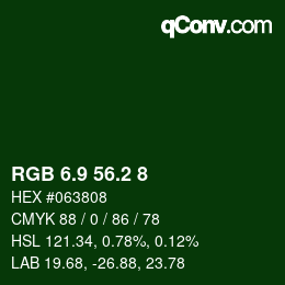 カラーコード: RGB 6.9 56.2 8 | qconv.com