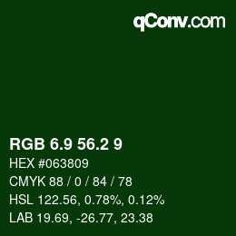カラーコード: RGB 6.9 56.2 9 | qconv.com