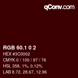 カラーコード: RGB 60.1 0 2 | qconv.com