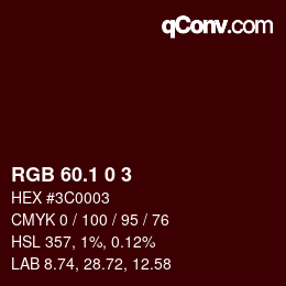 カラーコード: RGB 60.1 0 3 | qconv.com
