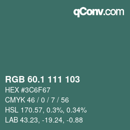 Color code: RGB 60.1 111 103 | qconv.com