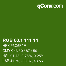 カラーコード: RGB 60.1 111 14 | qconv.com