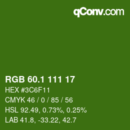 カラーコード: RGB 60.1 111 17 | qconv.com
