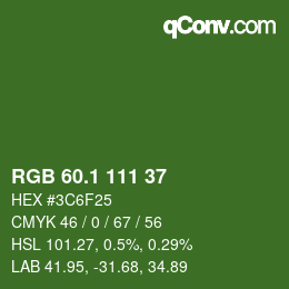 カラーコード: RGB 60.1 111 37 | qconv.com