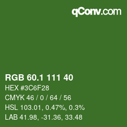 カラーコード: RGB 60.1 111 40 | qconv.com