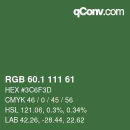 カラーコード: RGB 60.1 111 61 | qconv.com