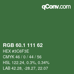 カラーコード: RGB 60.1 111 62 | qconv.com