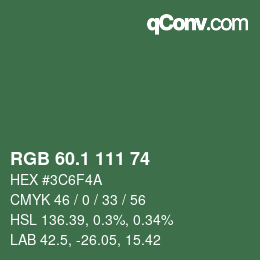 カラーコード: RGB 60.1 111 74 | qconv.com