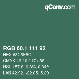 Color code: RGB 60.1 111 92 | qconv.com