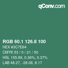 カラーコード: RGB 60.1 126.8 100 | qconv.com