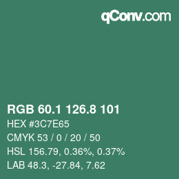 Color code: RGB 60.1 126.8 101 | qconv.com