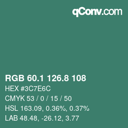 カラーコード: RGB 60.1 126.8 108 | qconv.com