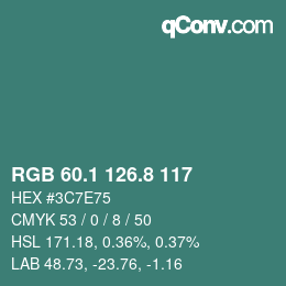 Color code: RGB 60.1 126.8 117 | qconv.com