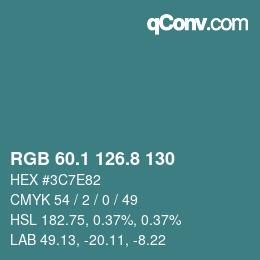 Color code: RGB 60.1 126.8 130 | qconv.com