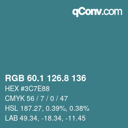 カラーコード: RGB 60.1 126.8 136 | qconv.com