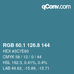 Color code: RGB 60.1 126.8 144 | qconv.com