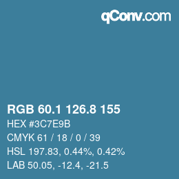 カラーコード: RGB 60.1 126.8 155 | qconv.com