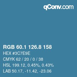 Color code: RGB 60.1 126.8 158 | qconv.com