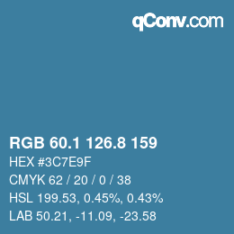 Color code: RGB 60.1 126.8 159 | qconv.com