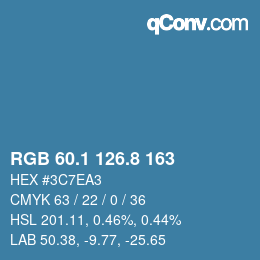 Color code: RGB 60.1 126.8 163 | qconv.com