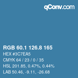 カラーコード: RGB 60.1 126.8 165 | qconv.com