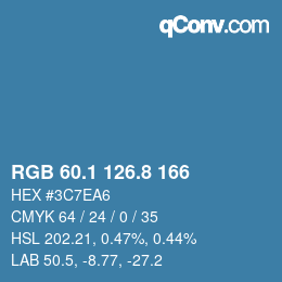 カラーコード: RGB 60.1 126.8 166 | qconv.com