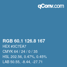 カラーコード: RGB 60.1 126.8 167 | qconv.com