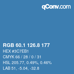 カラーコード: RGB 60.1 126.8 177 | qconv.com