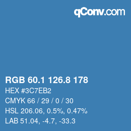 カラーコード: RGB 60.1 126.8 178 | qconv.com