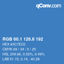 Color code: RGB 60.1 126.8 192 | qconv.com